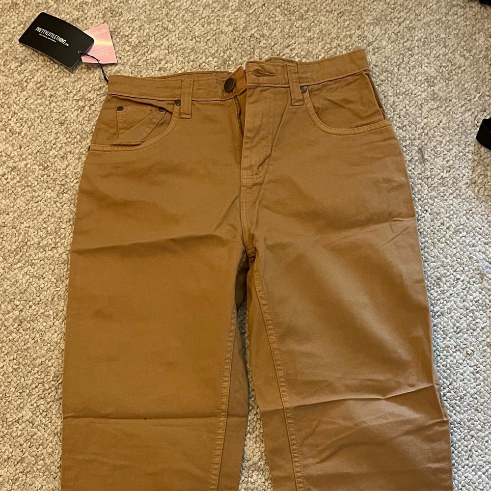 Tall camel denim mom jeans size 8